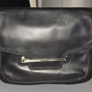 Coach Black Crossbody Bag with Structured Design and Silver Hardware
